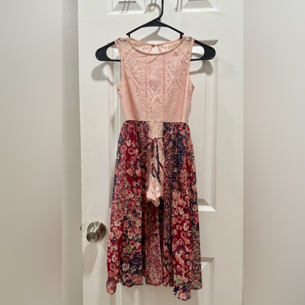 Pink Floral Romper Maxi Dress- Girls Size 7!!!!